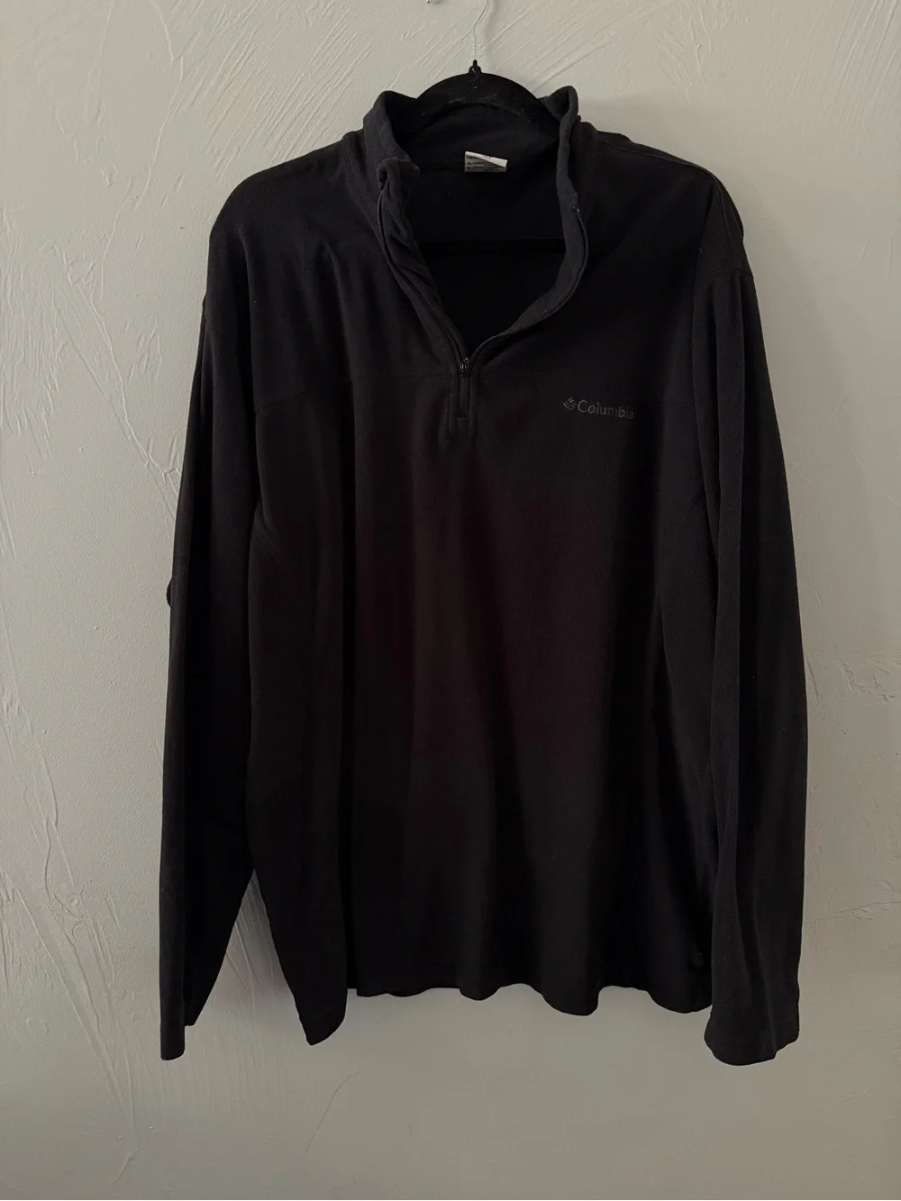 Columbia Mens XL Black Quarter Zip Fleece Pullover Jacket Sweater Outdoor - Picture 2 of 3
